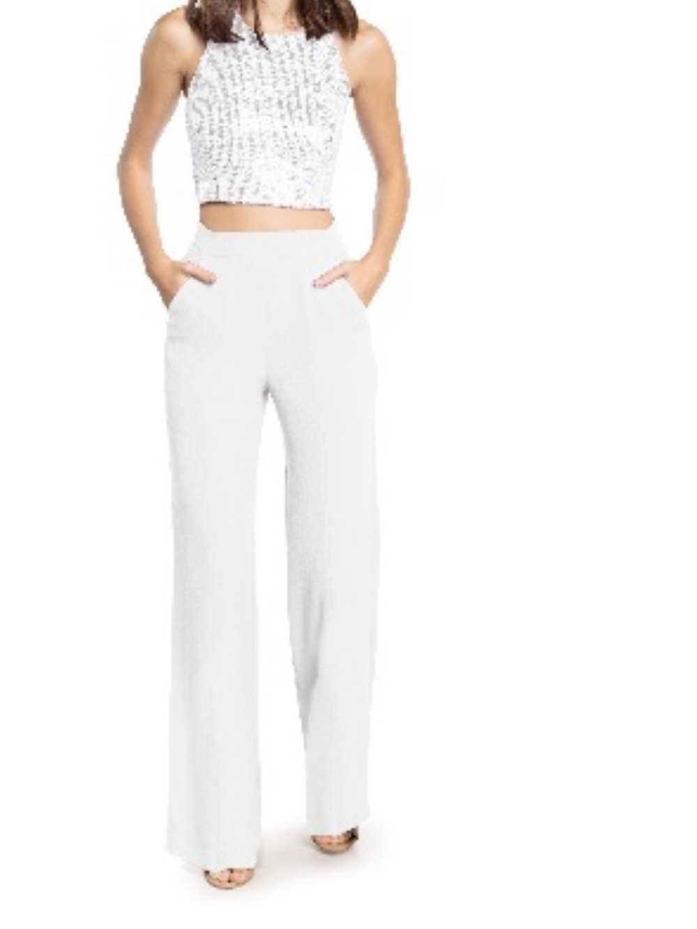 Dress the Population White High-Rise Wide-Leg Pants